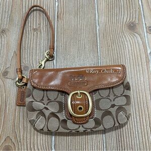 VINTAGE Coach Brown and Tan Wristlet